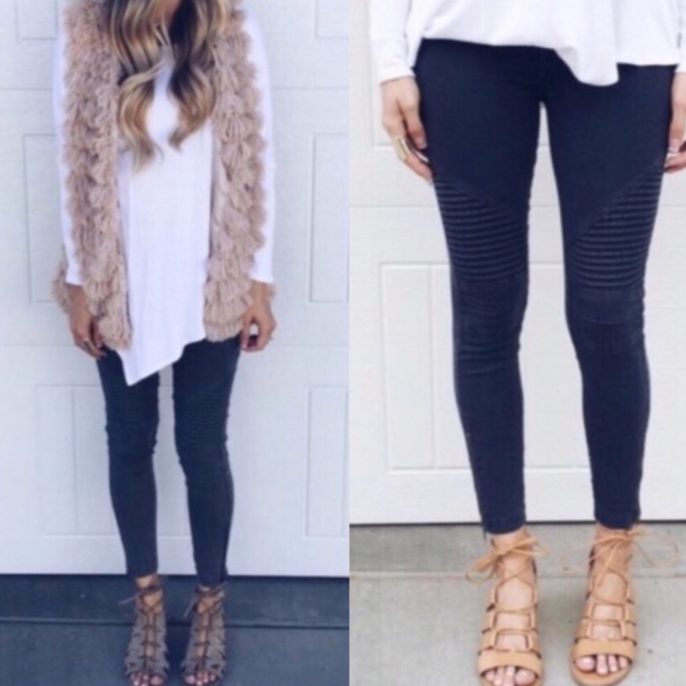 Navy Moto Leggings